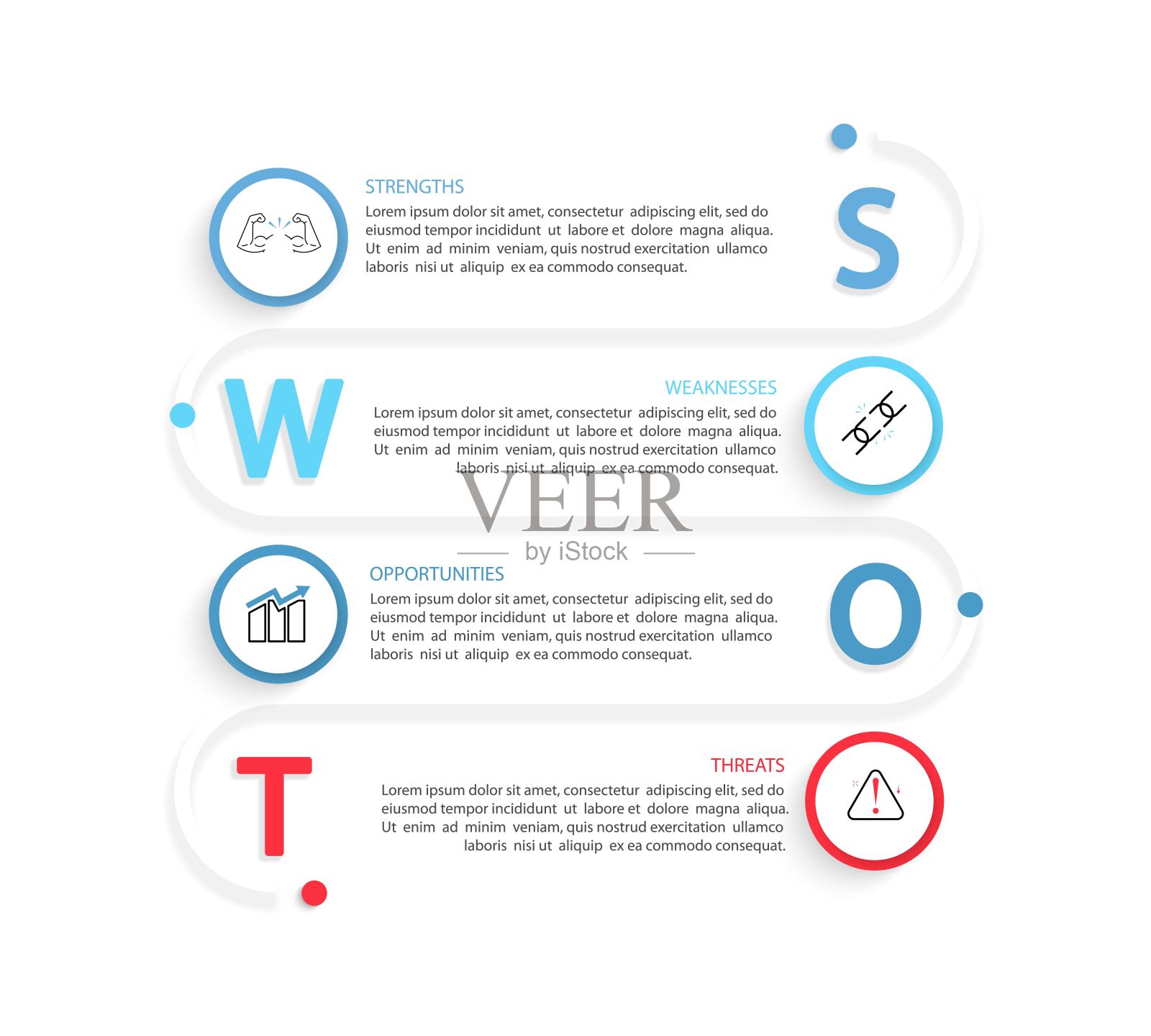 Swot分析信息图表。插画图片素材