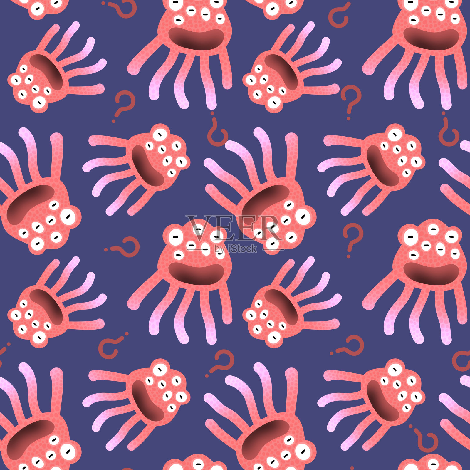 儿童无缝怪物图案的织物和纺织品插画图片素材