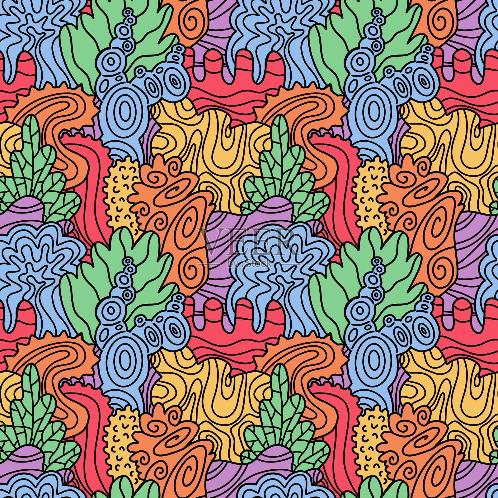 用于织物和纺织品的无缝花卉图案插画图片素材