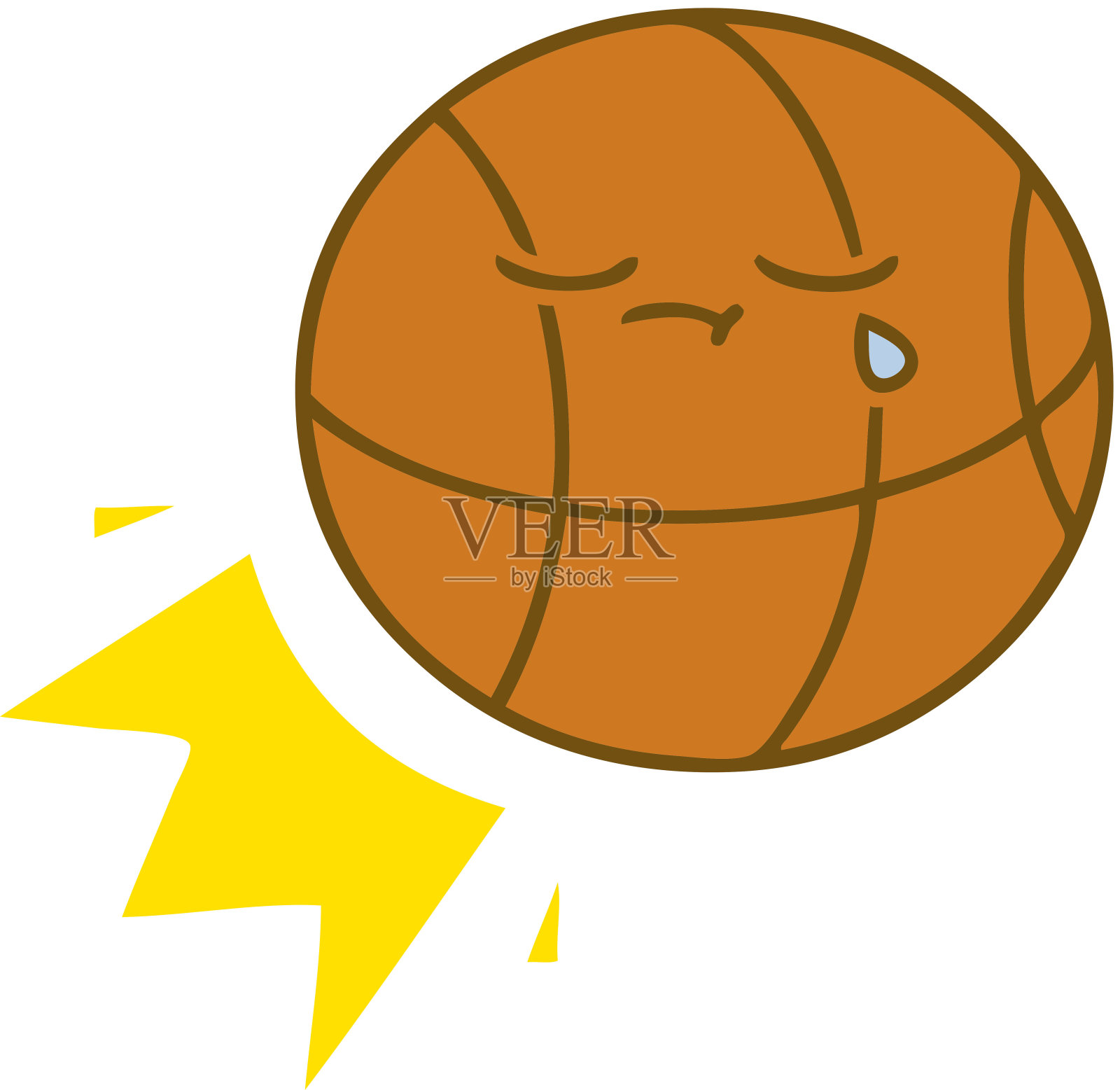 平面彩色复古卡通篮球插画图片素材