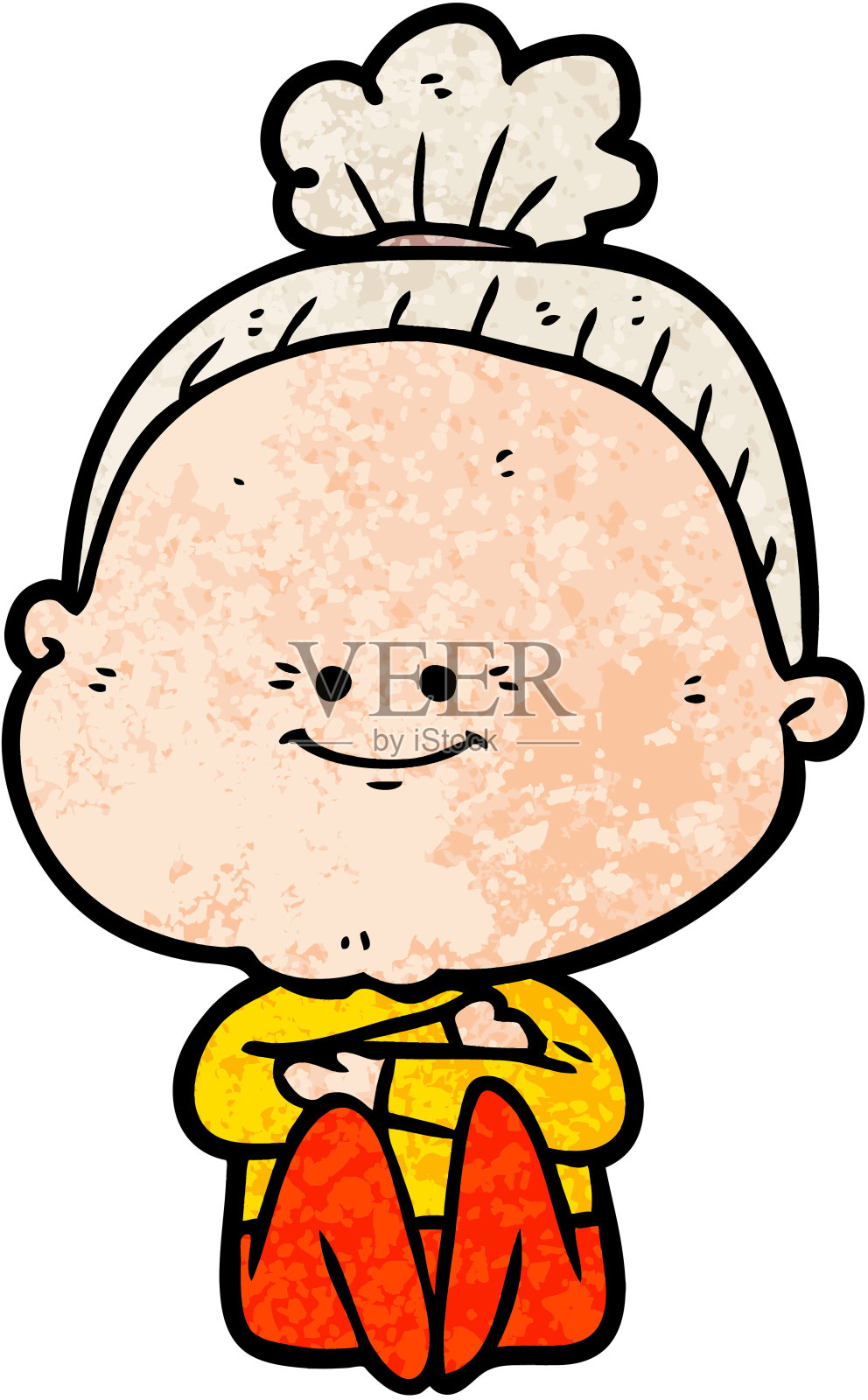 卡通快乐老太太插画图片素材
