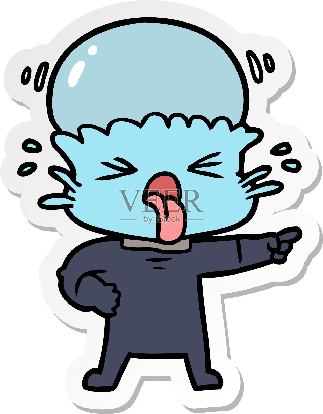 恶心的卡通外星人贴纸插画图片素材