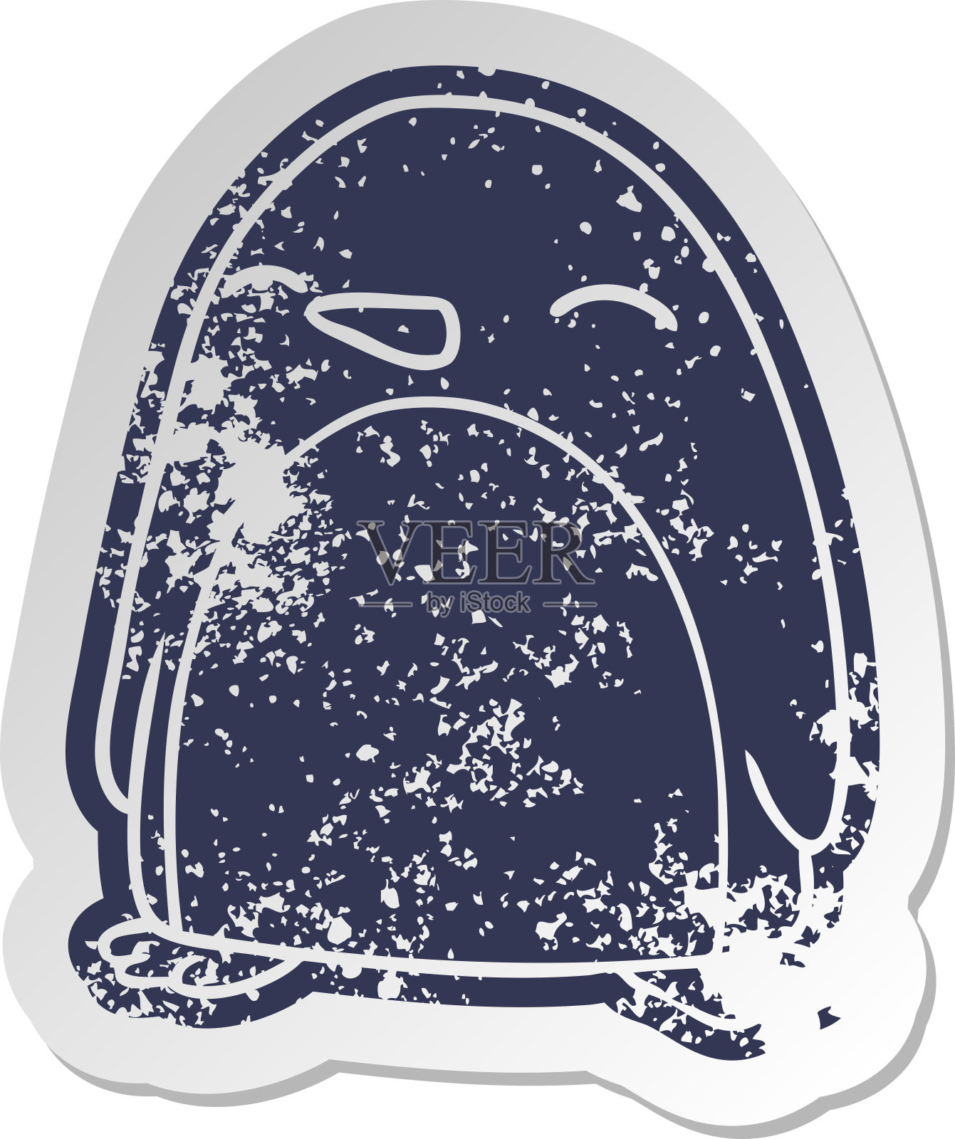 一个可爱的企鹅的旧卡通贴纸插画图片素材