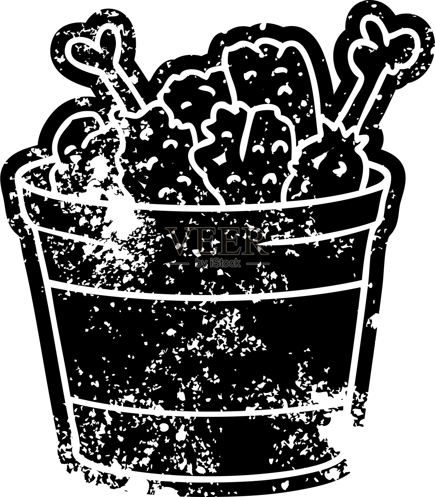 垃圾摇滚心疼图标炸鸡桶插画图片素材