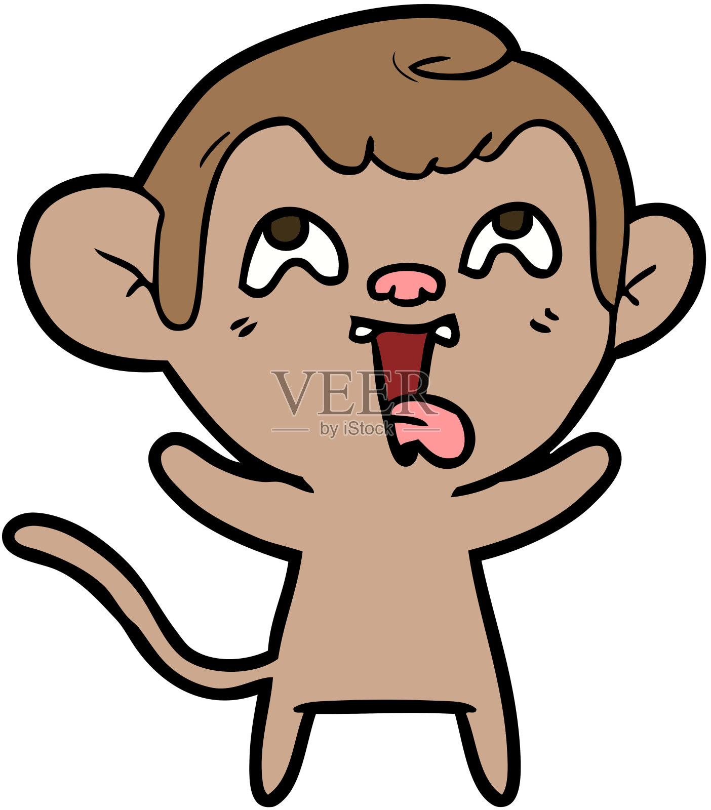 疯狂的卡通猴子插画图片素材