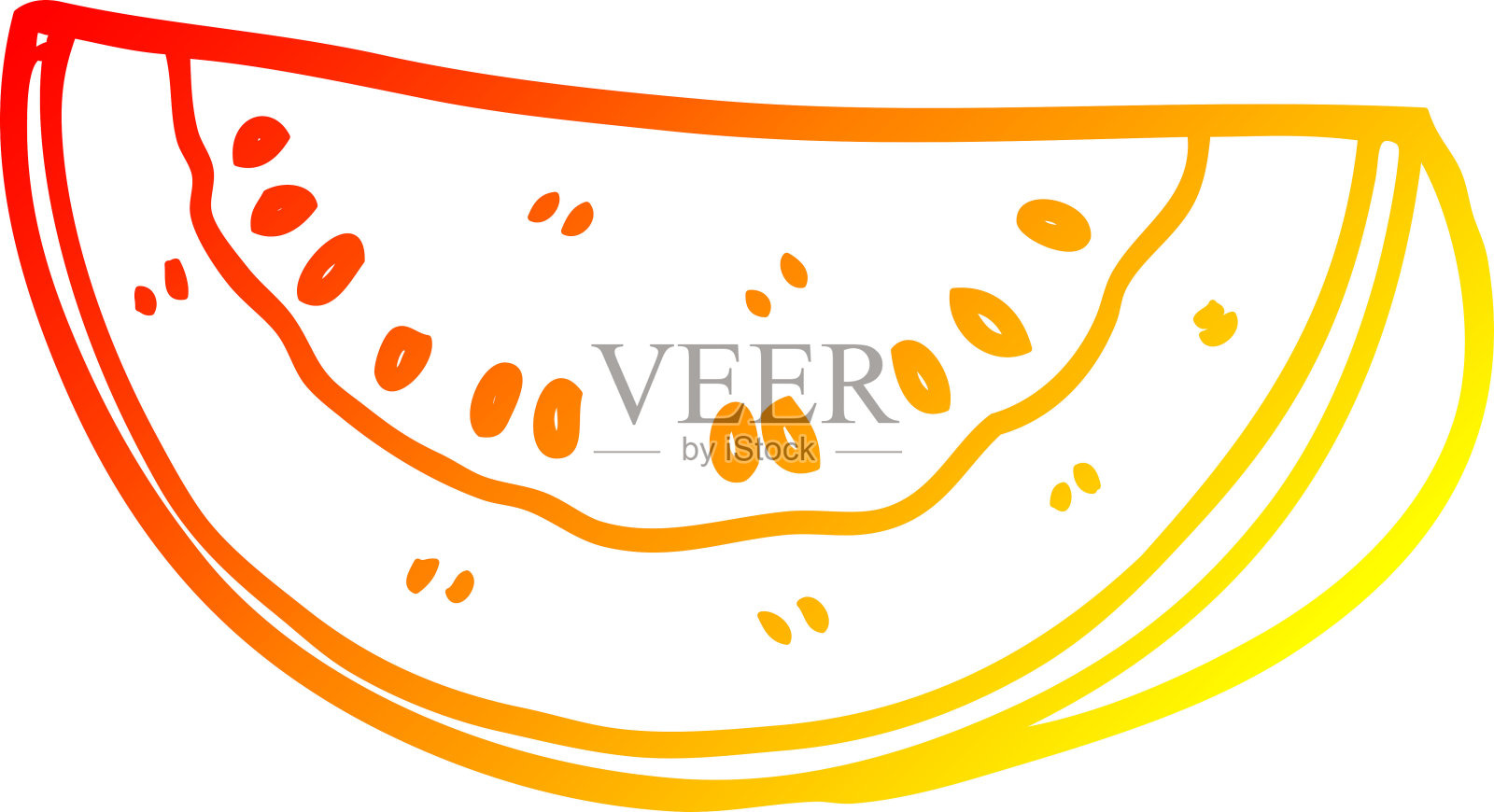 暖梯度线绘制的卡通西瓜插画图片素材