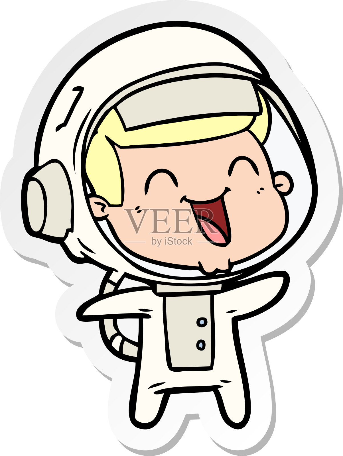 一个快乐的卡通宇航员的贴纸插画图片素材