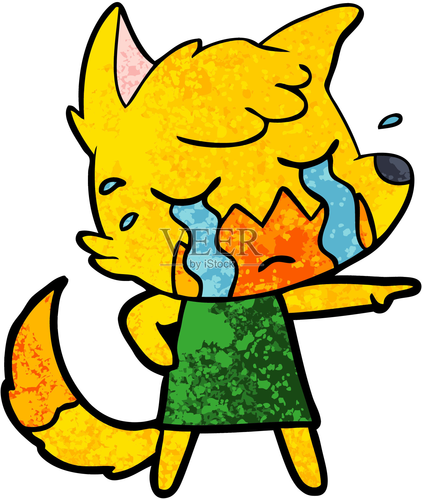 可怜的小狐狸卡通人物插画图片素材