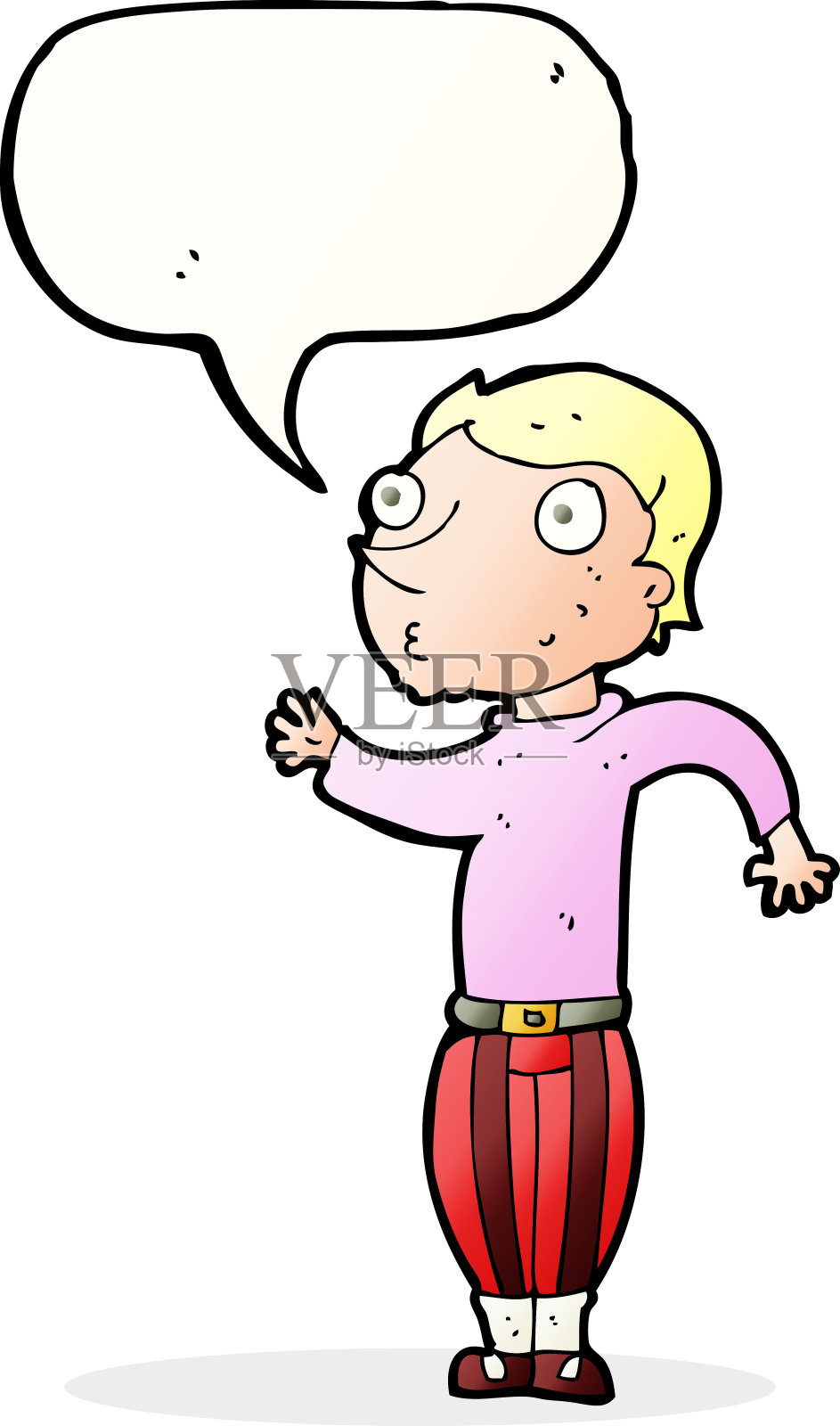 卡通人物穿着花哨的衣服,带着说话泡泡插画图片素材