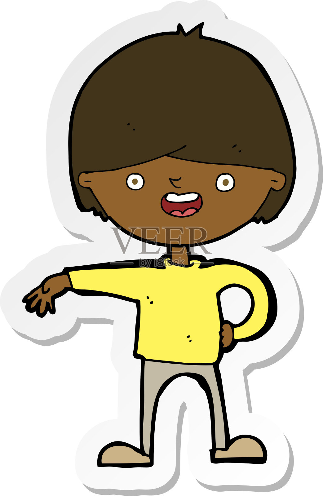 一个卡通快乐男人的贴纸插画图片素材