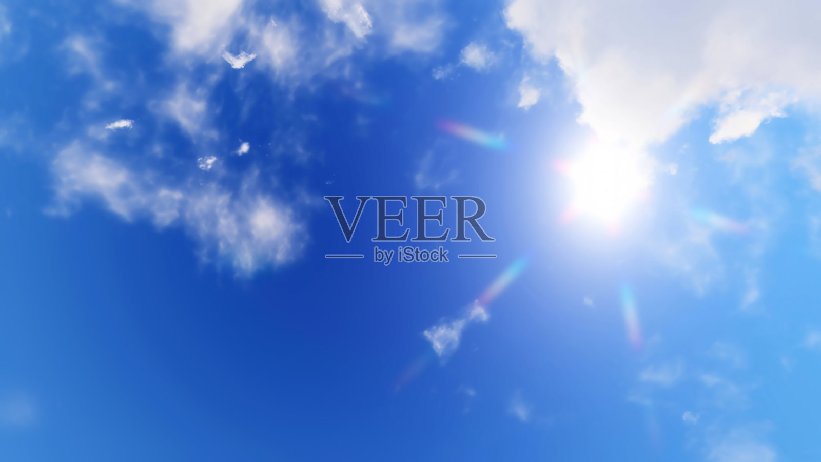 仰望蓝天,有太阳,有云照片摄影图片