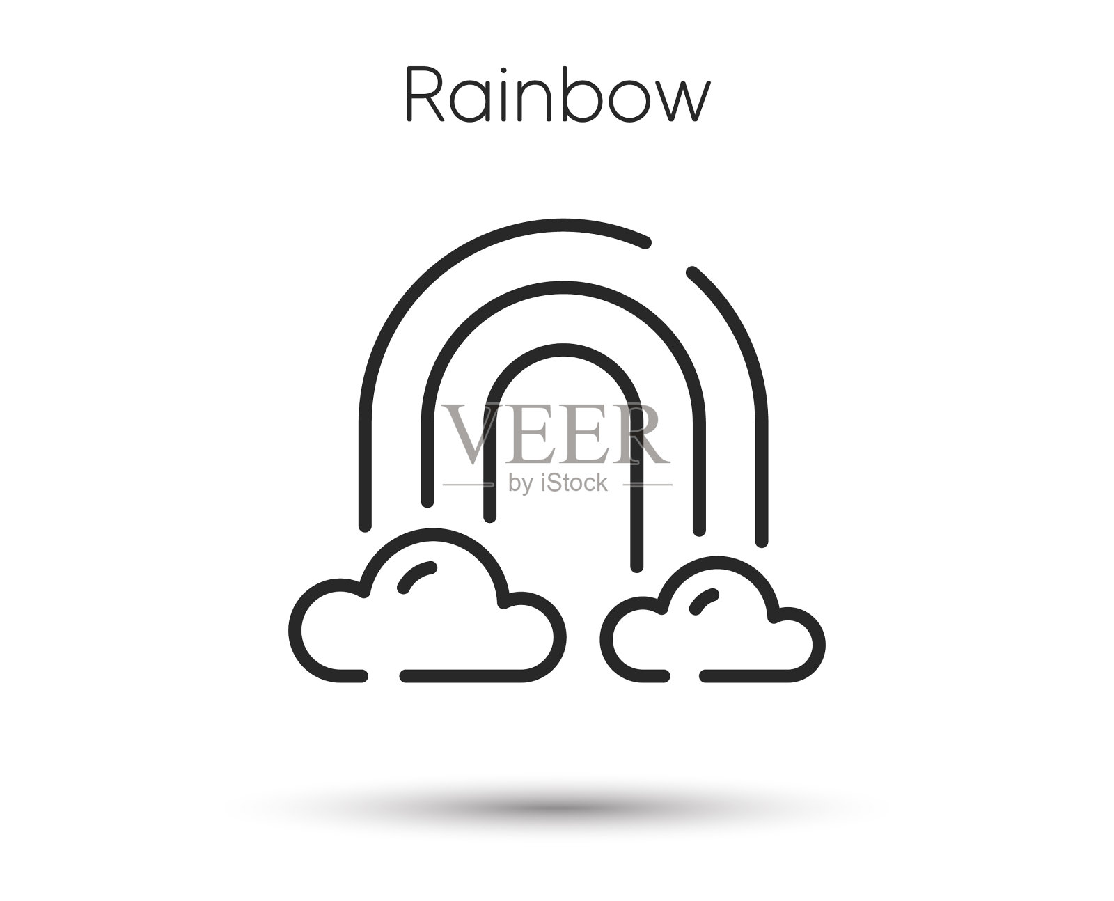 彩虹线图标云天空与彩虹光插画图片素材