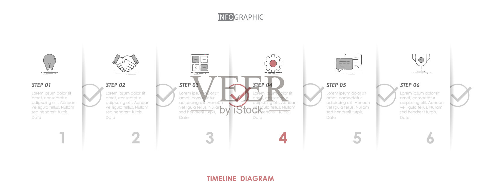 时间线图抽象元素项目周信息图模板的业务。6步现代金融工作流程时间表图与演示矢量时间表路线图信息图。插画图片素材