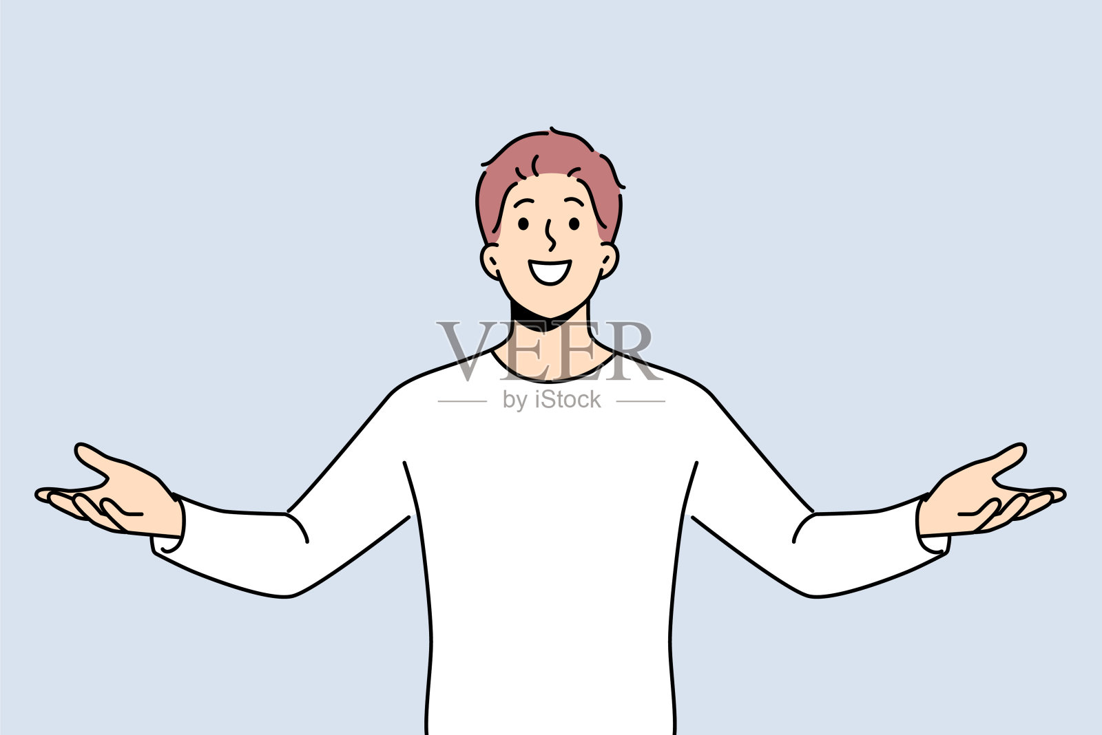 兴奋的人张开双臂,为成功而高兴插画图片素材