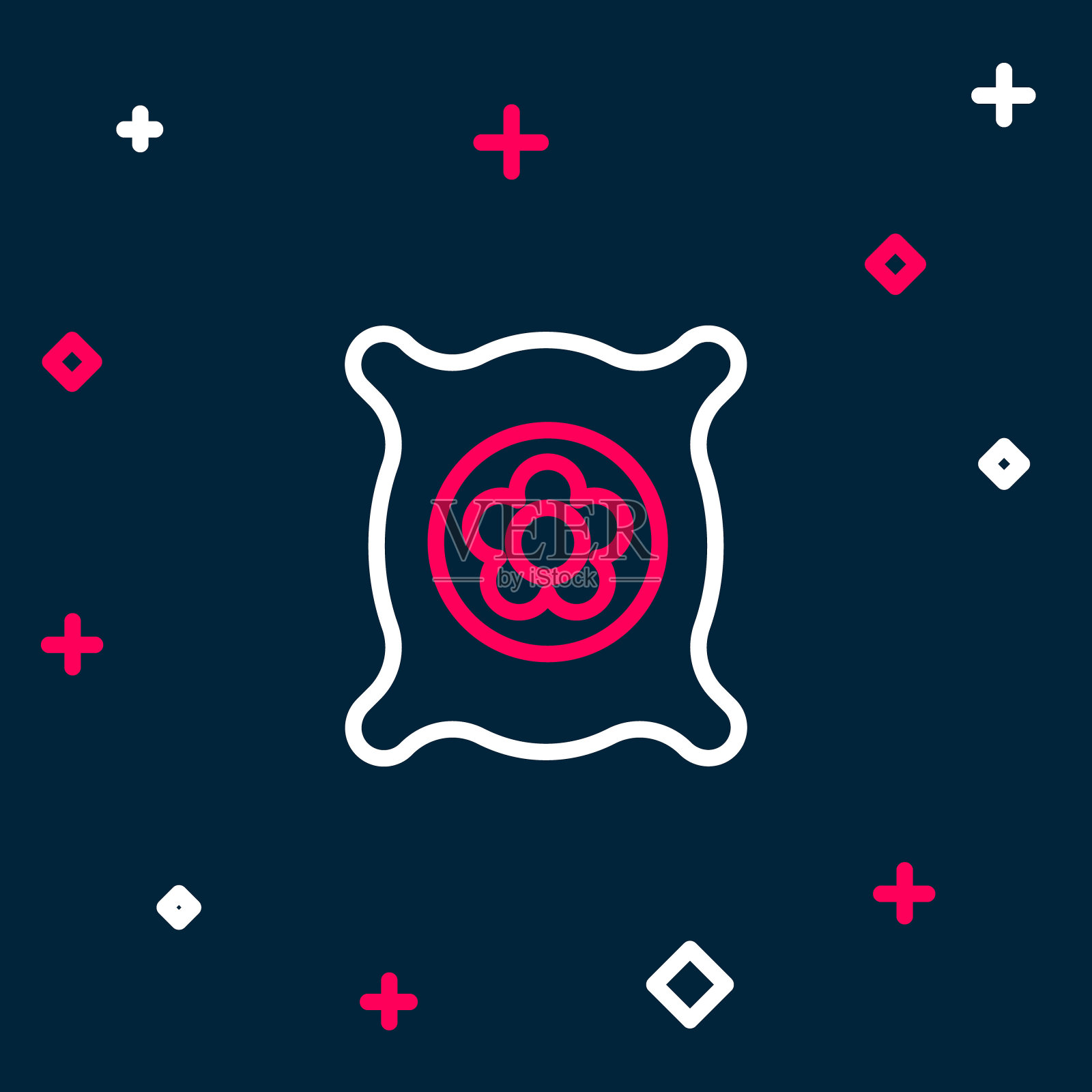 线包的种子,一个特定的植物图标隔离在蓝色背景。色彩缤纷的轮廓概念。向量图标素材