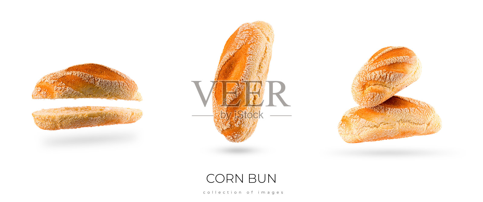 白色背景上面包的创意布局。平的。食品的概念。照片摄影图片