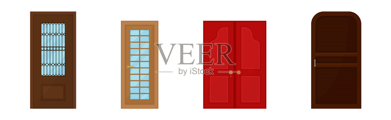 门作为有铰链的可移动屏障,用作入口插画图片素材
