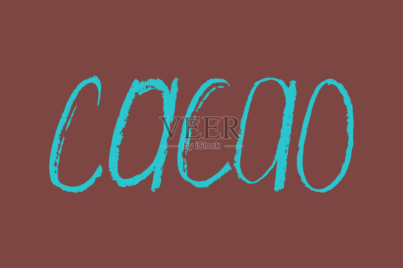 复古可可字母徽章。手绘素描矢量可可写作。插画图片素材