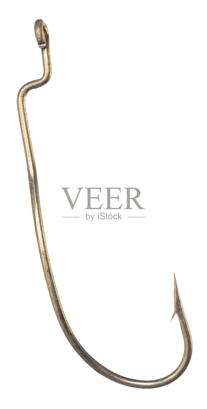 金色的鱼钩,在脖子上有一个转弯照片摄影图片