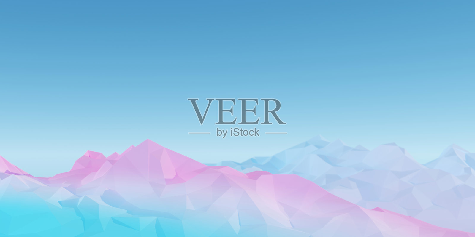 柔和的山脉低多边形风格3d渲染。3d蓝山背景。概念3d蓝山背景照片摄影图片