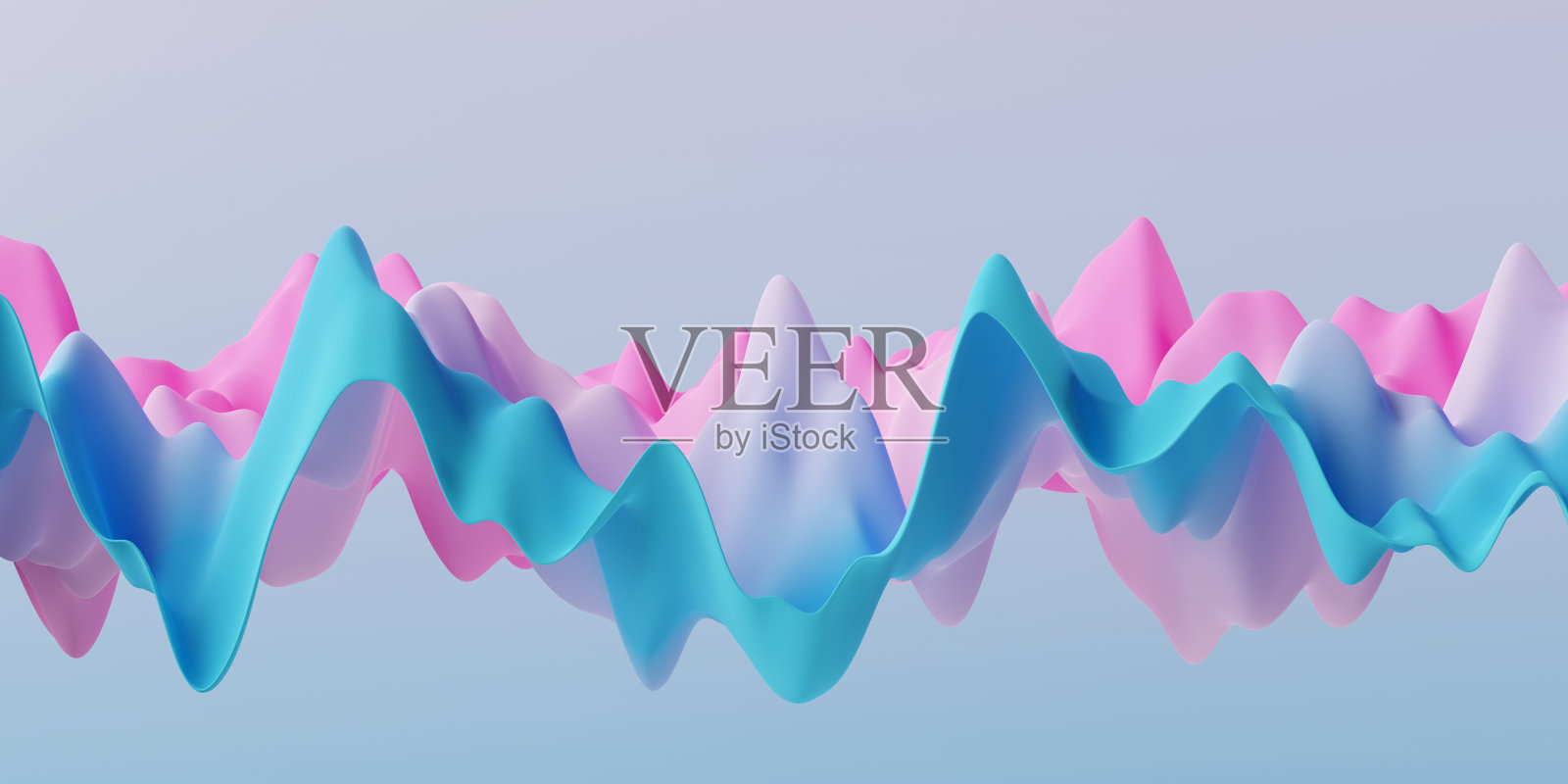 柔和的声波或山低多边形风格3d渲染。3d蓝色和粉红色的山脉背景。三维演示照片摄影图片