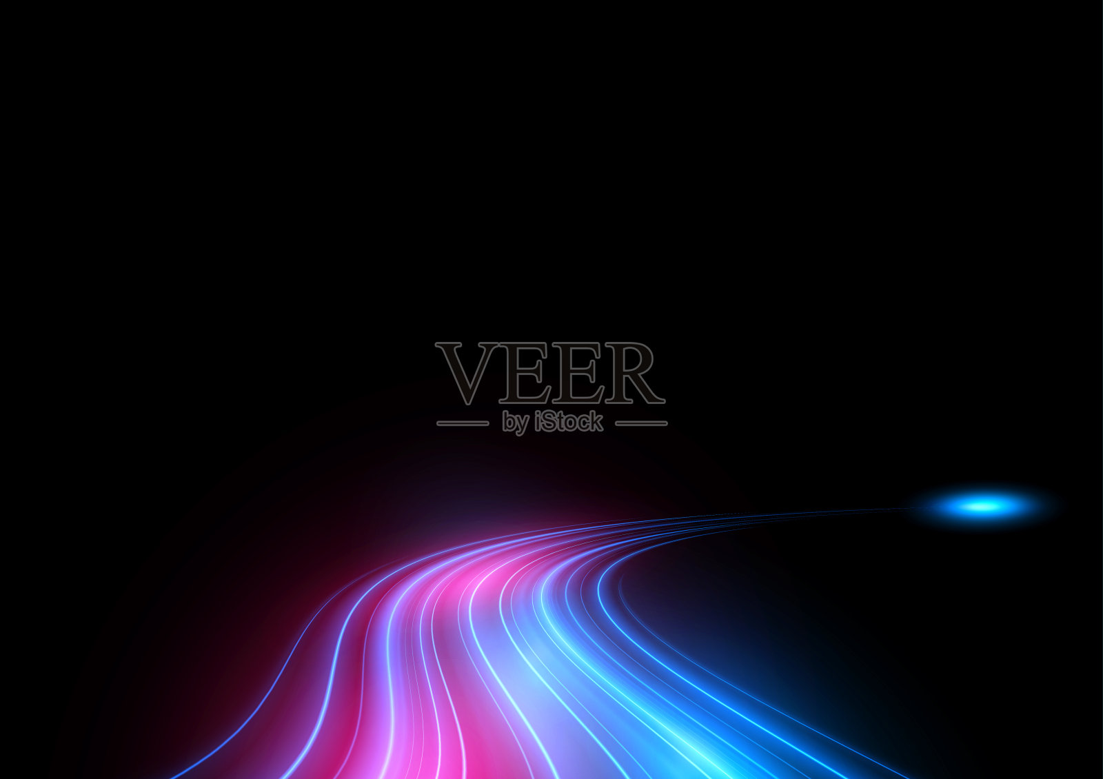 黑色背景的现代抽象高速光运动效果。矢量插图。插画图片素材