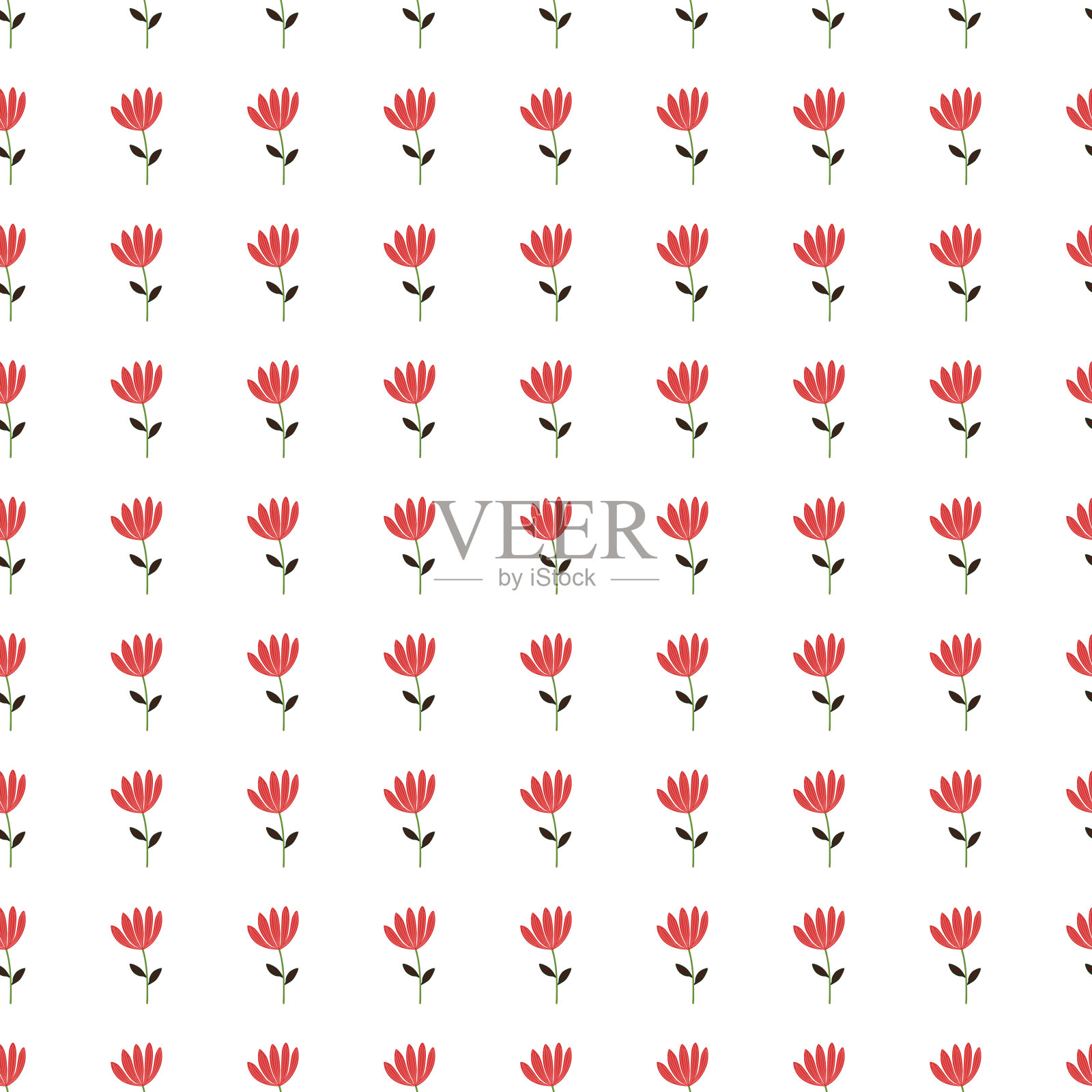 热带花卉无缝图案。手绘可爱的花无尽的背景。插画图片素材