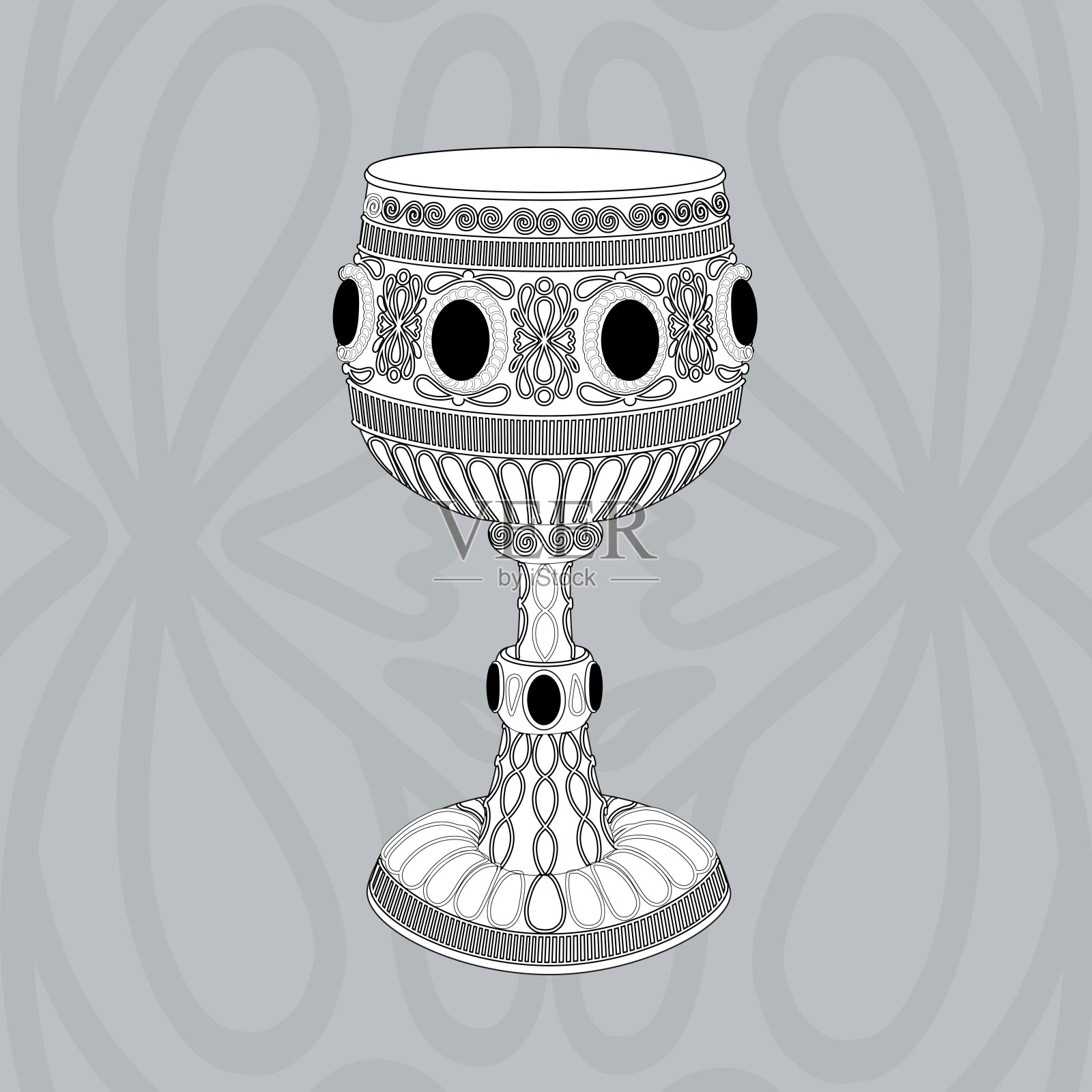 古董装饰高脚杯插画图片素材