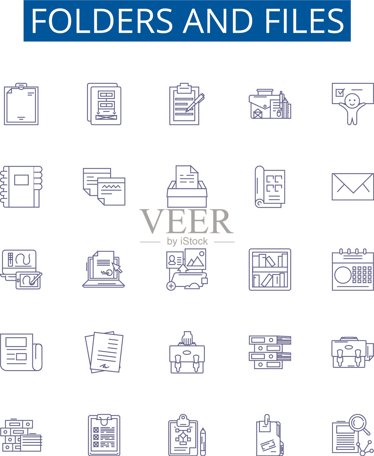 文件夹和文件行图标标志集设计图标素材