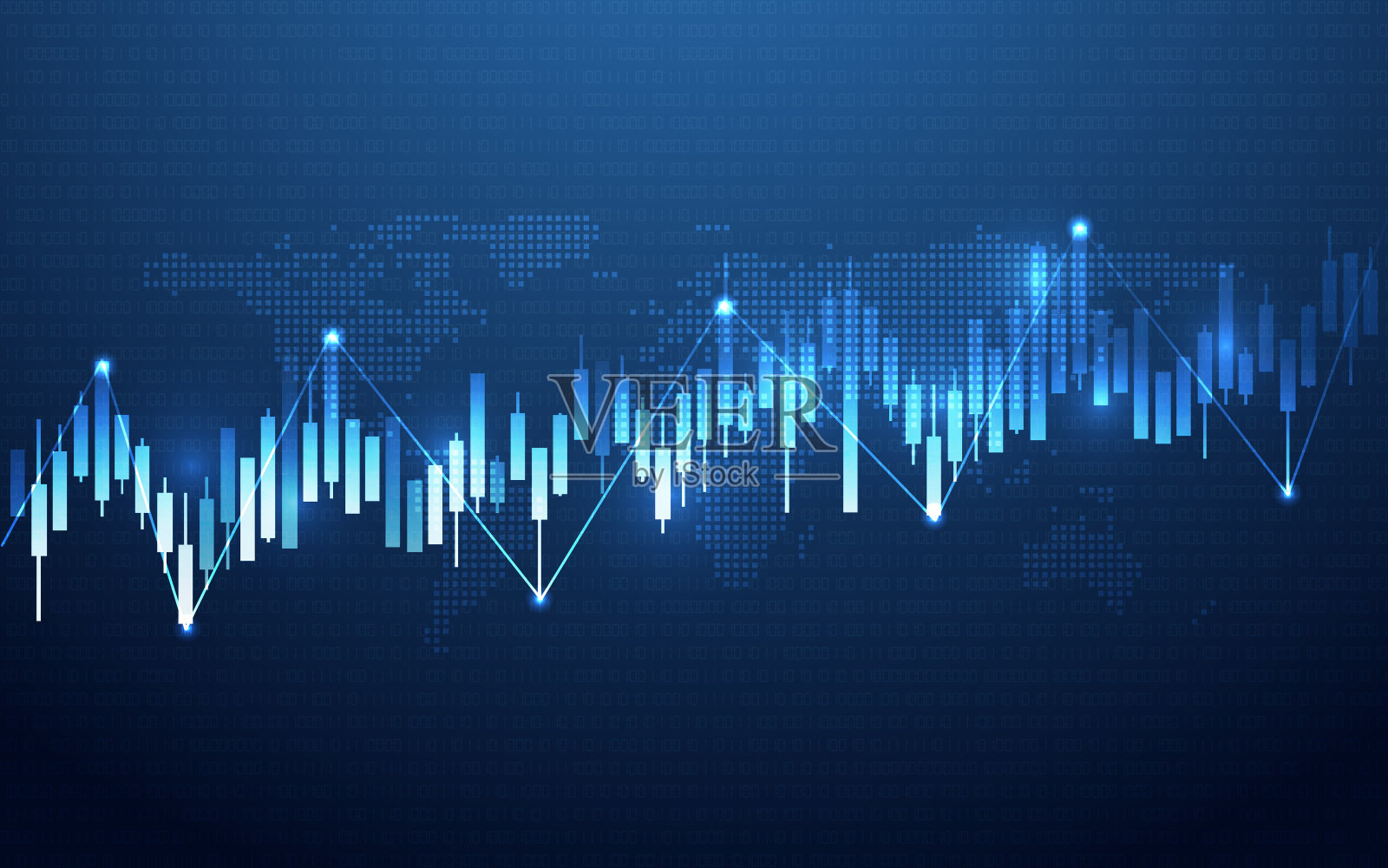 蓝色财务图表和商业贸易投资股票市场的抽象背景。经济和信息图表概念。矢量插图。插画图片素材
