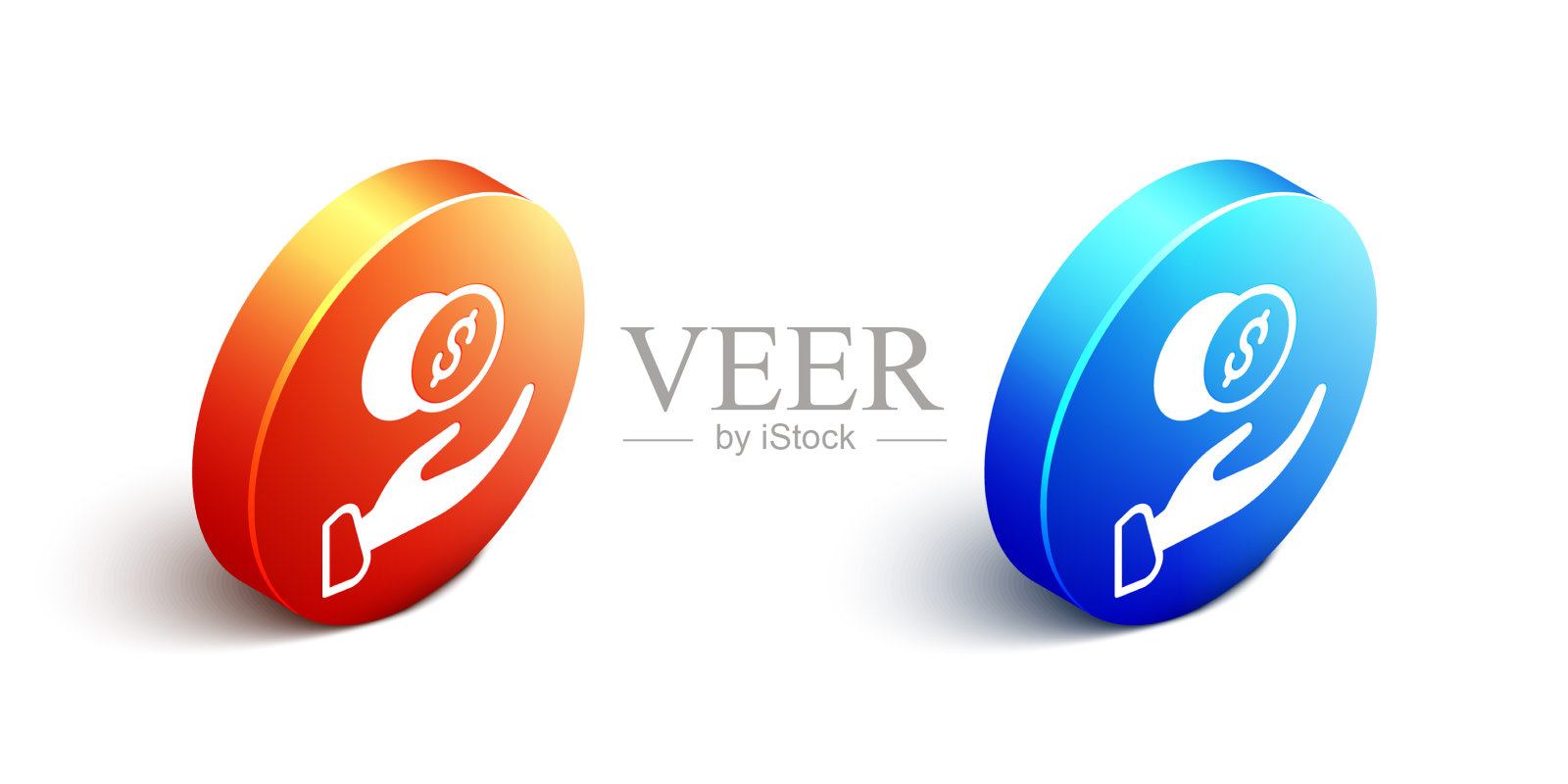 等距捐赠手与金钱图标隔离图标素材