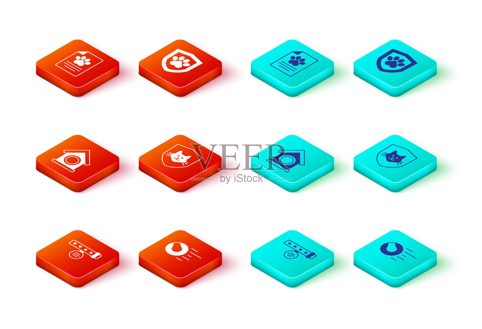 套项圈与名牌宠物玩具球狗的房子图标素材