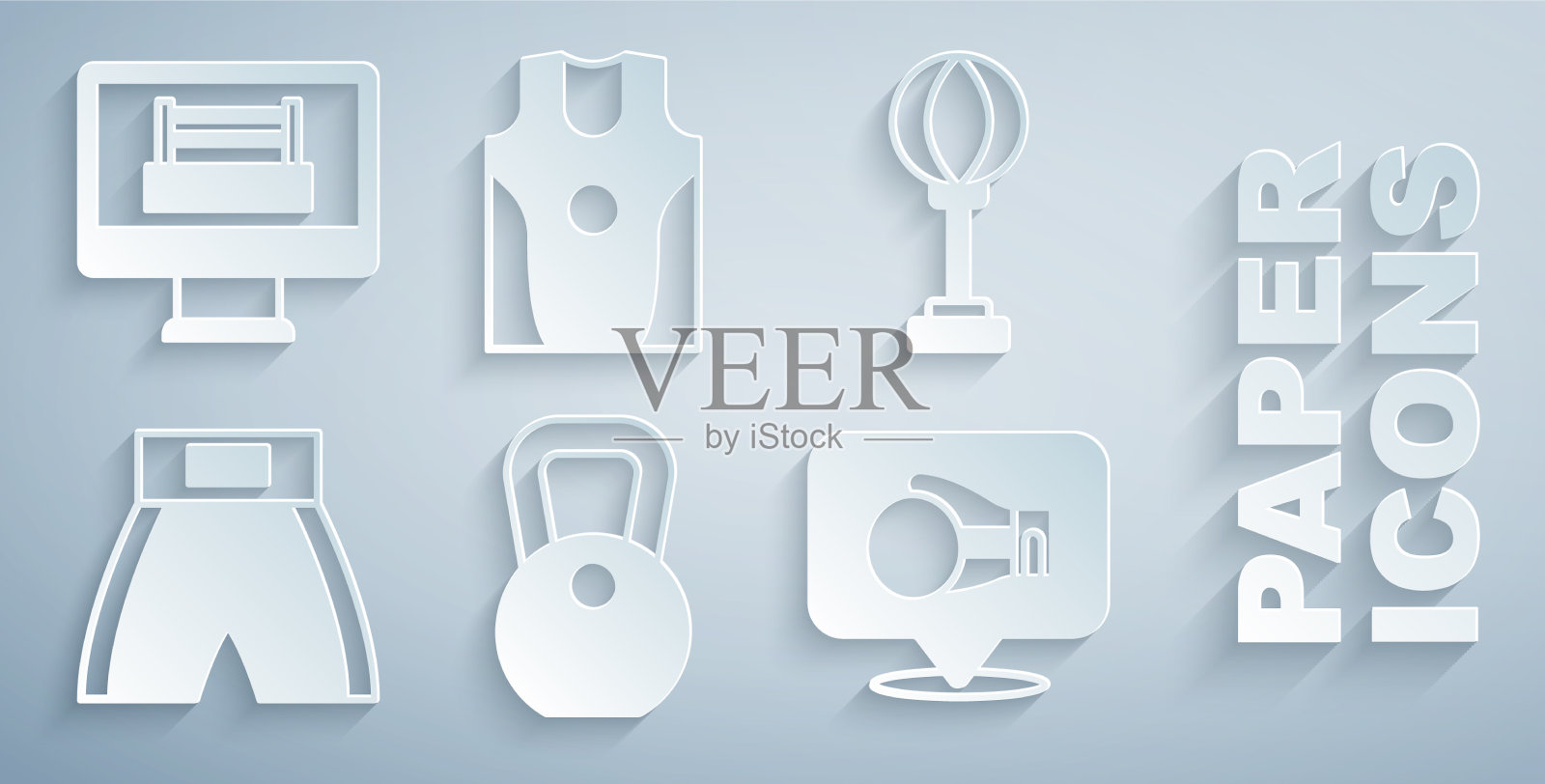 设置重量沙袋拳击短手套图标素材