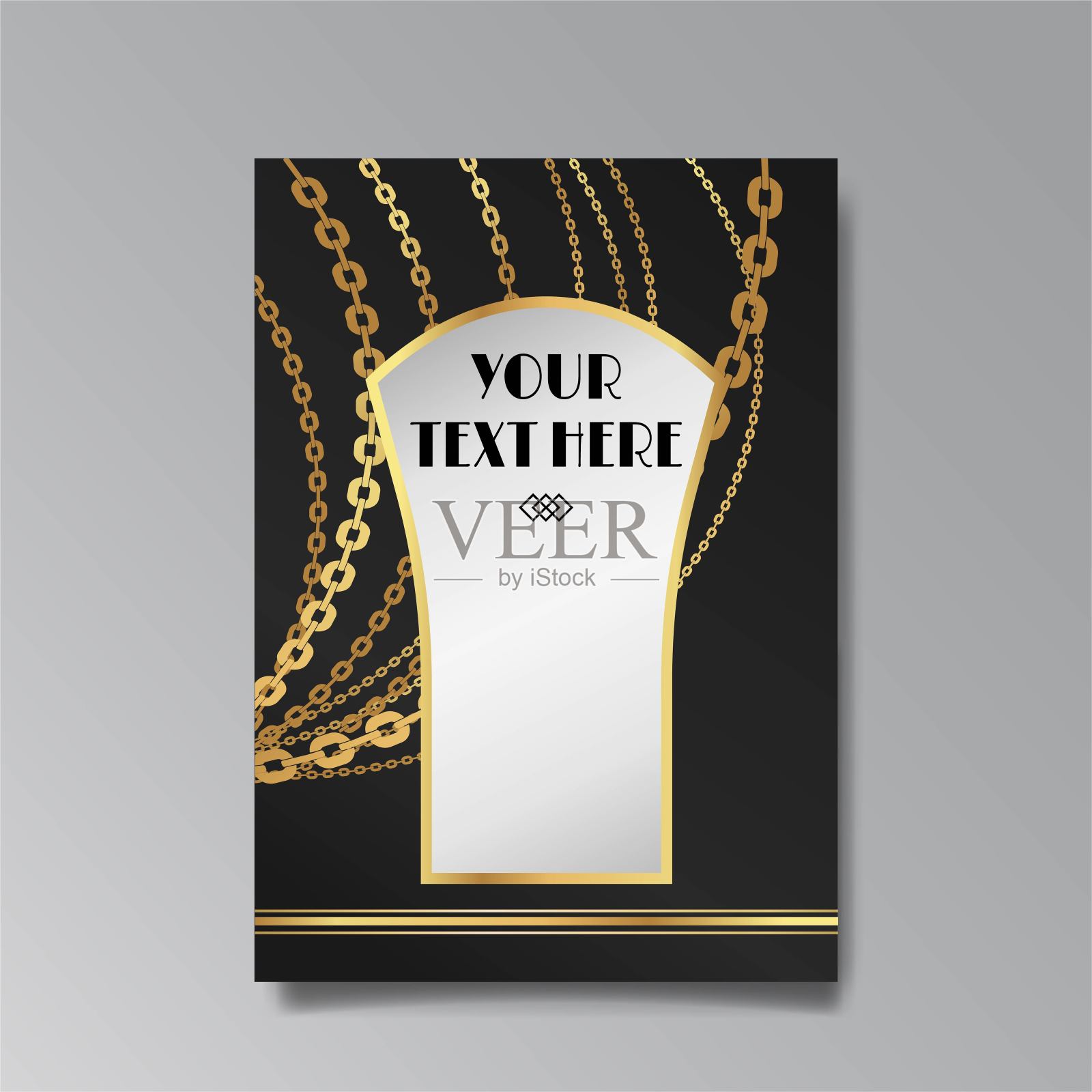 装饰艺术豪华模板金黑色A4页,菜单,卡片,邀请插画图片素材