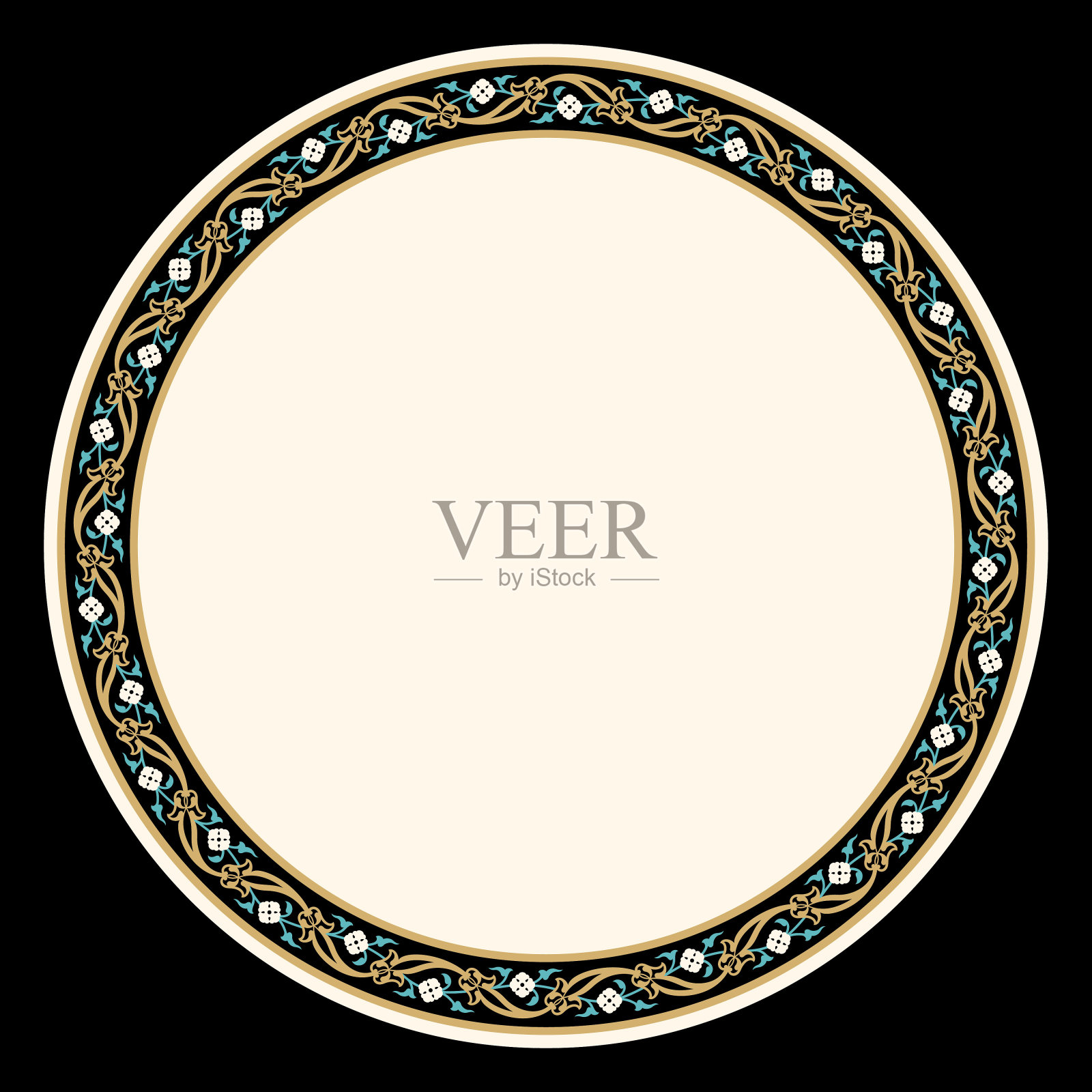 圆形花框插画图片素材