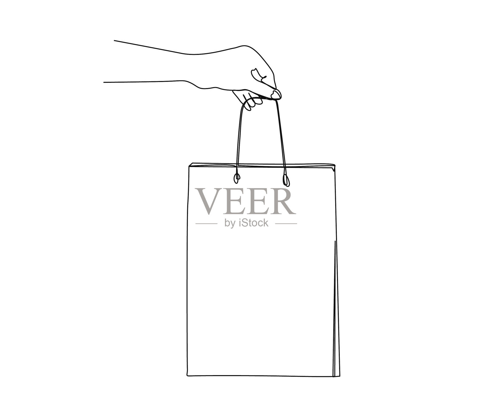 手握连续一条线画插画图片素材