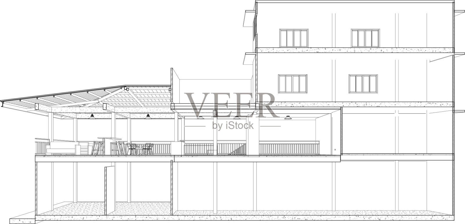 建筑工程的三维插图插画图片素材