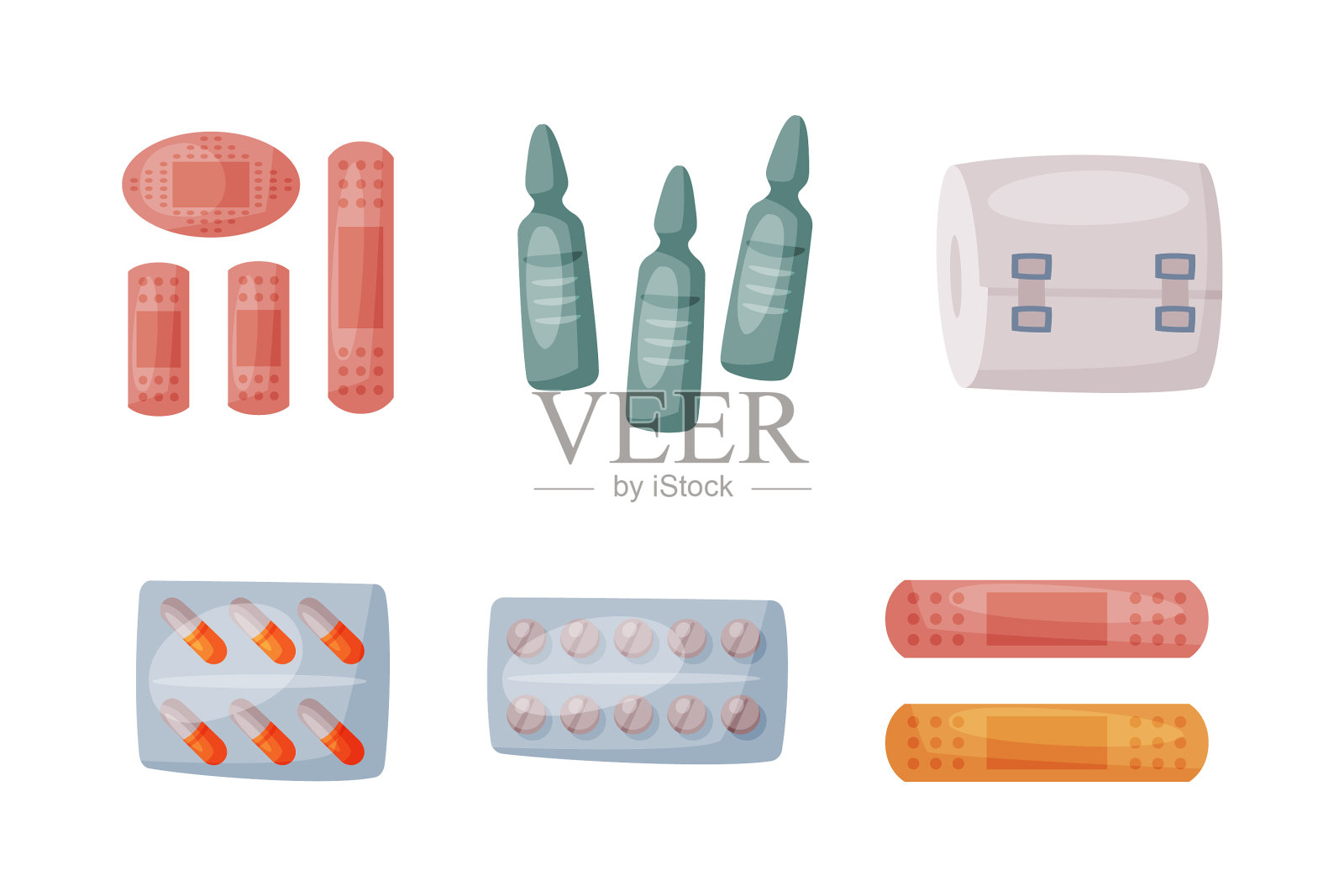 医疗护理和治疗用膏药插画图片素材