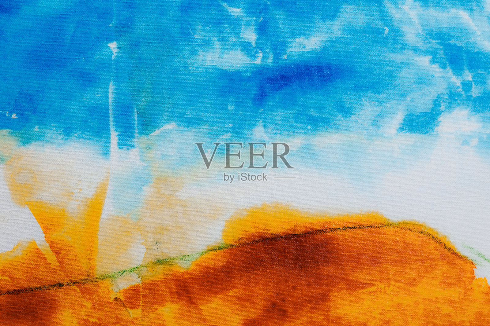 画笔触蓝、黄、红、橙、白,泼洒色彩,抽象照片摄影图片