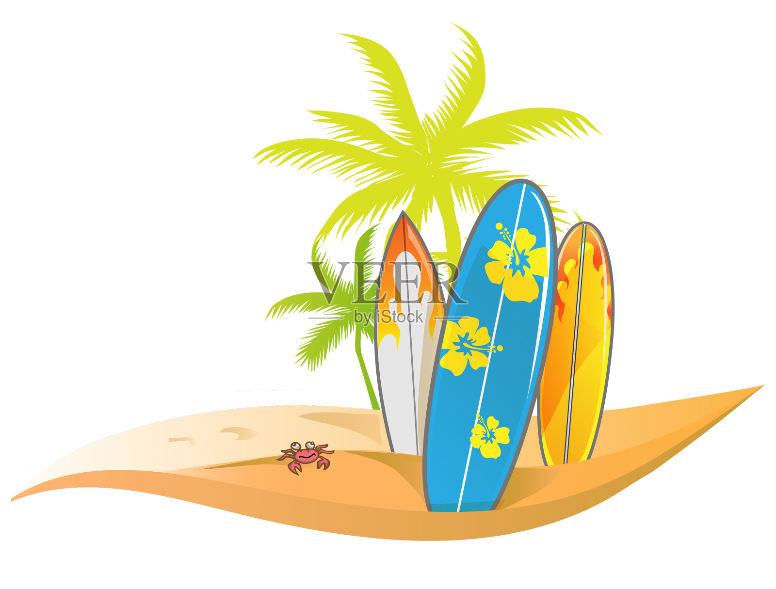 夏季冲浪设计孤立在白色设计元素图片