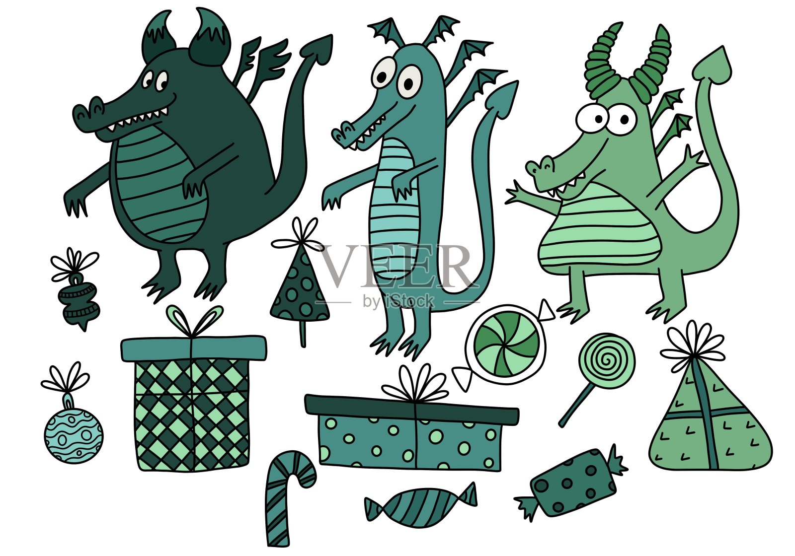 孩子们把龙和恐龙怪物放在织物和纺织品上插画图片素材