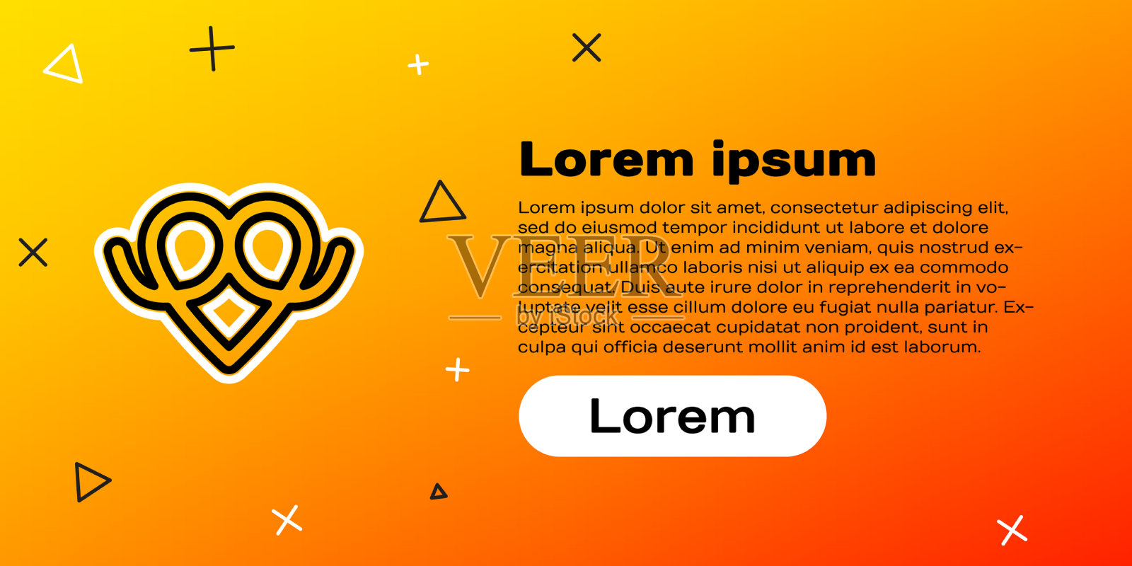 线椒盐卷饼图标隔离在黄色背景插画图片素材