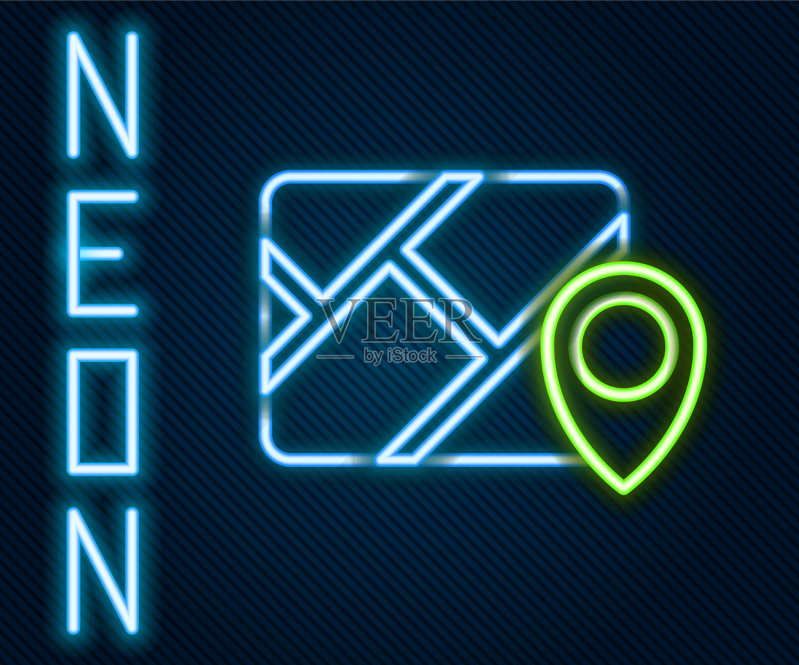 发光的霓虹线信息图的城市地图插画图片素材