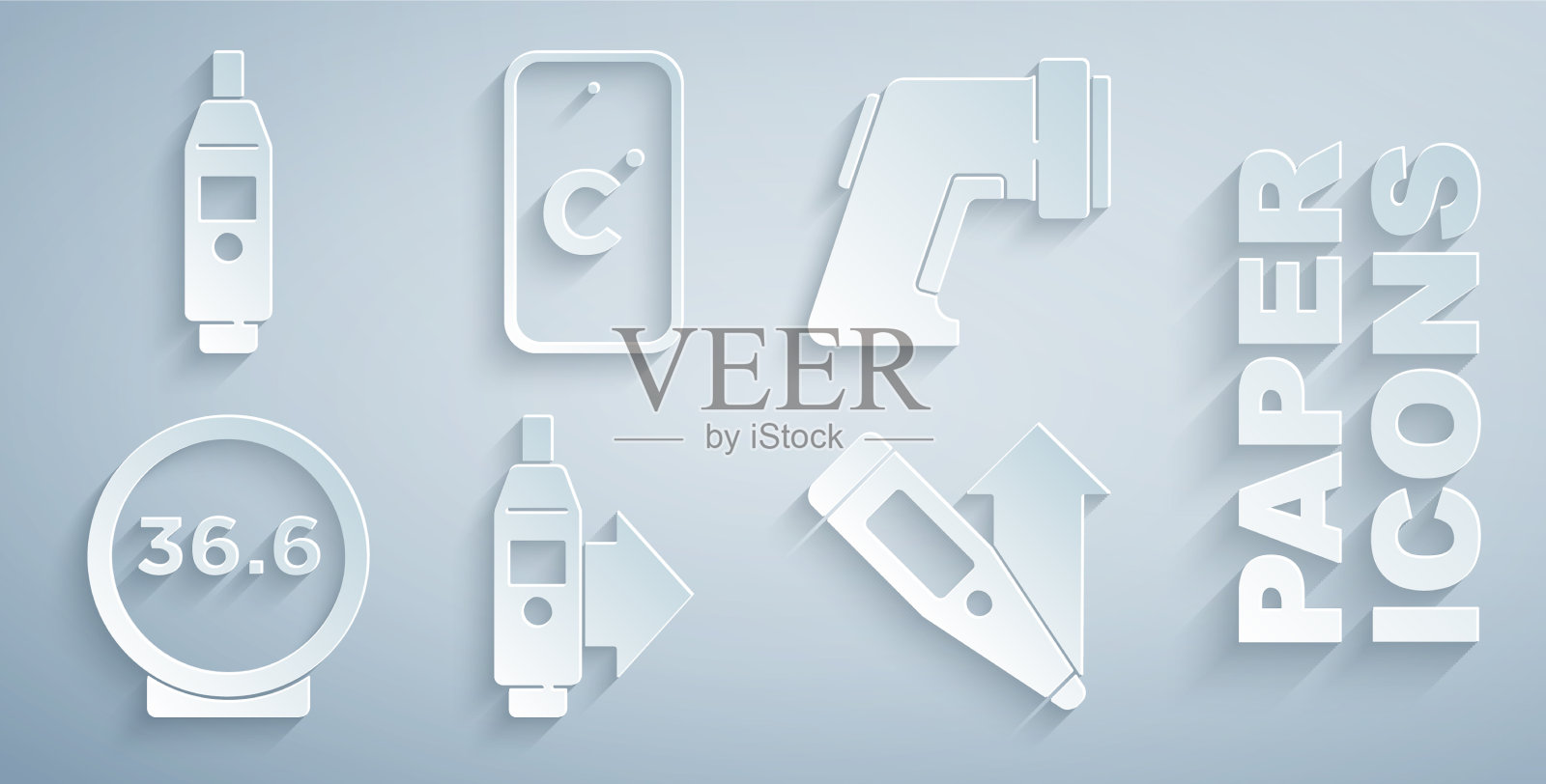 设置数字温度计医疗摄氏度和图标图标素材