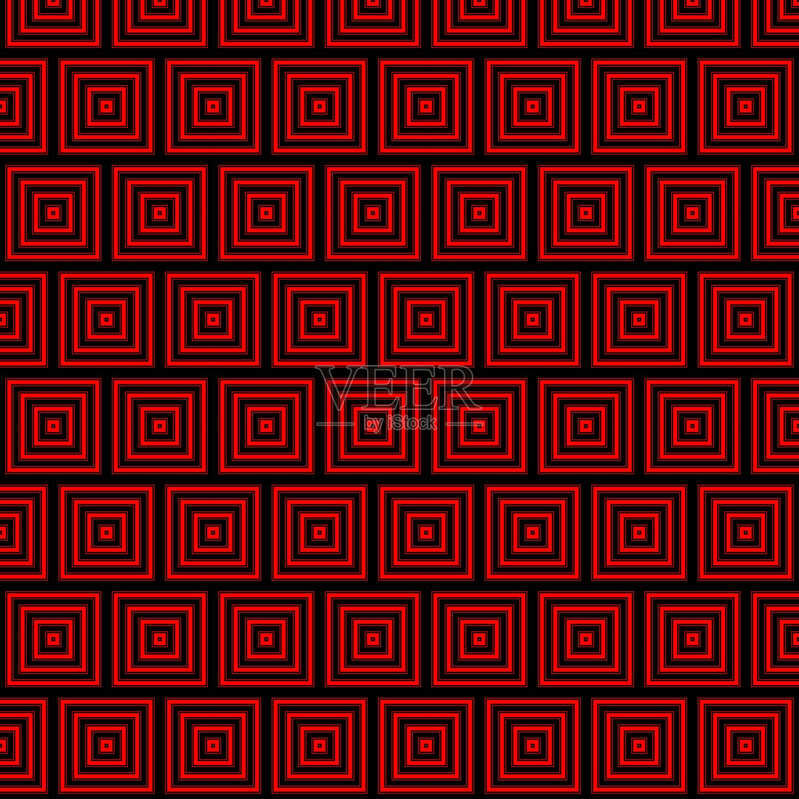 无缝抽象几何图案在黑色和红色的颜色插画图片素材