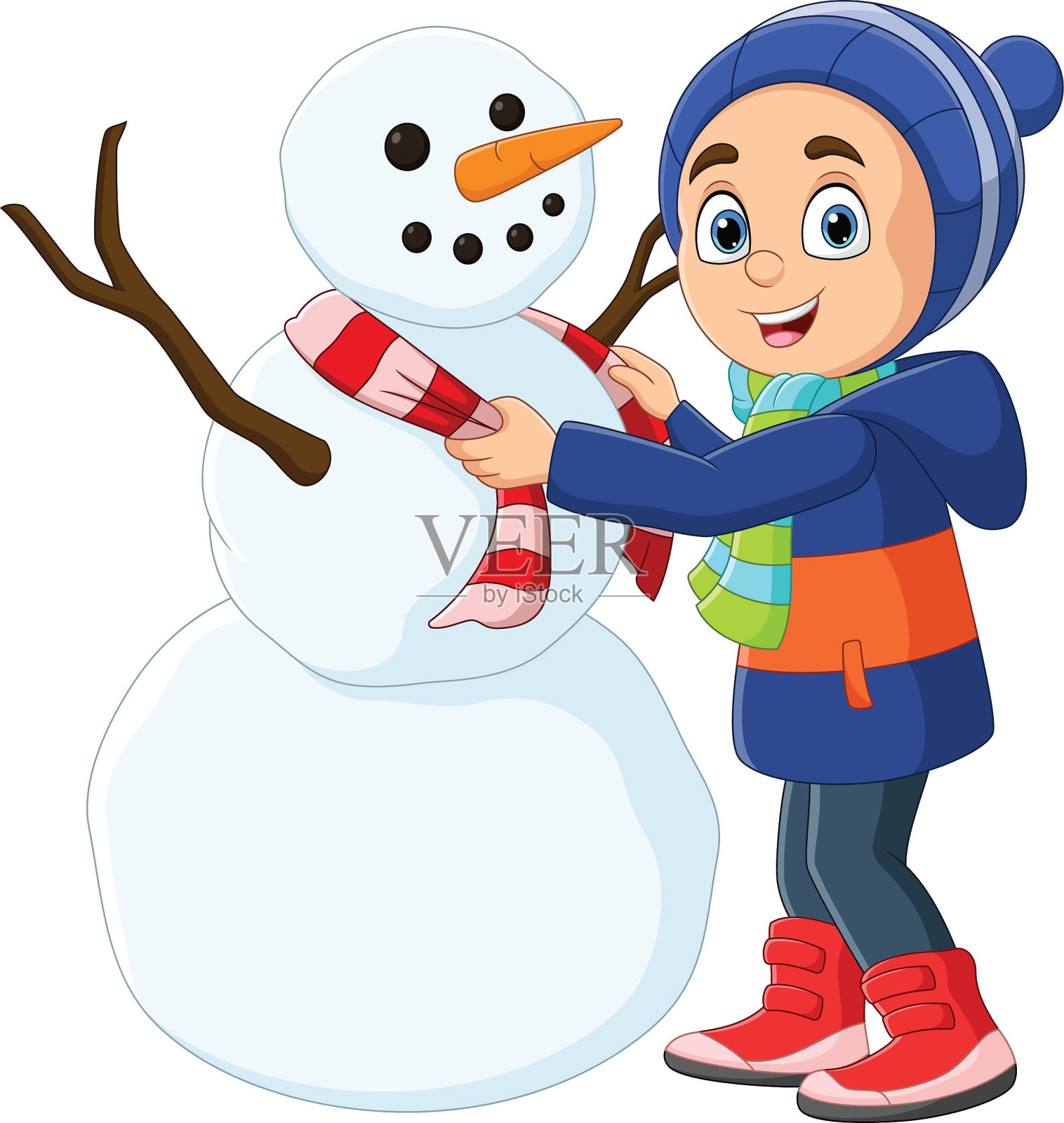 白底男孩插画图片素材