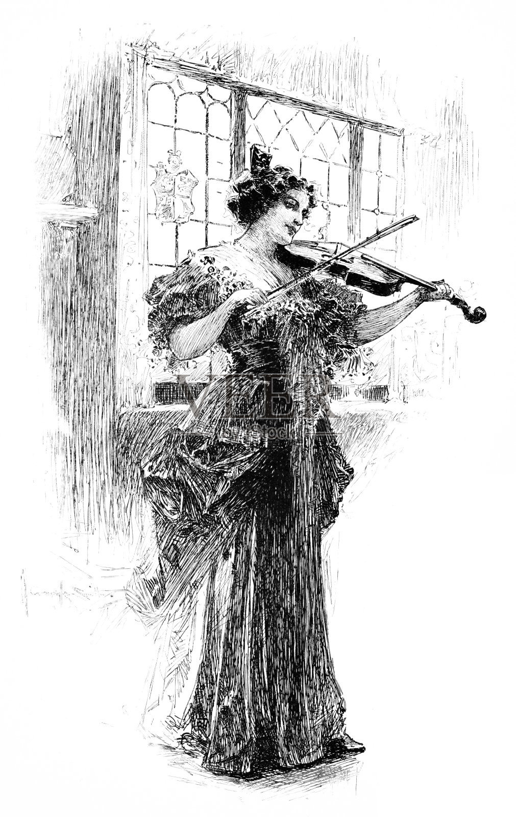 女性中提琴演奏者插画图片素材