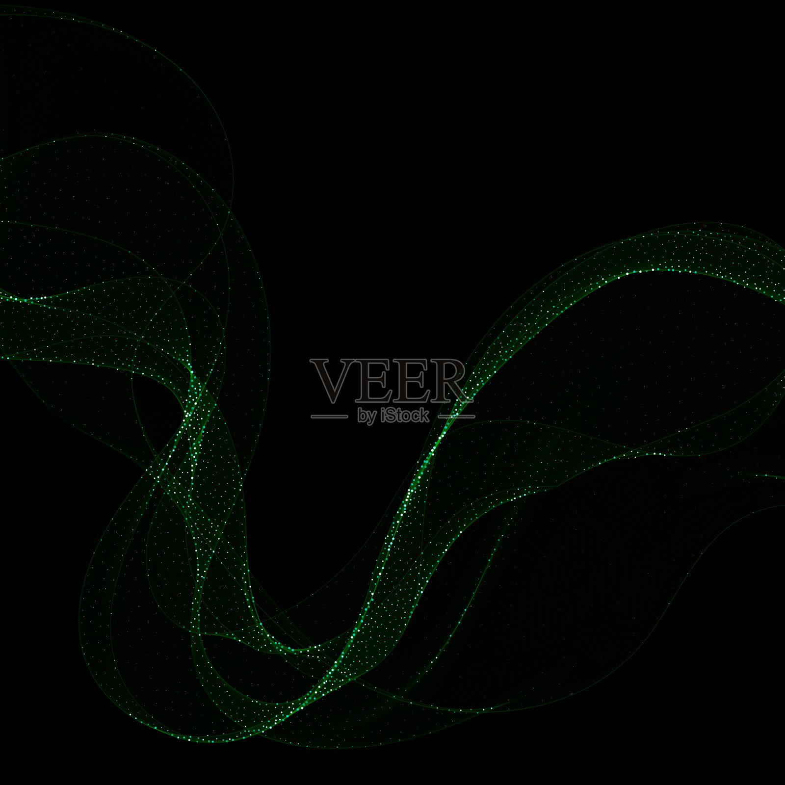 绿色矢量波与闪烁。向量的背景。每股收益10插画图片素材