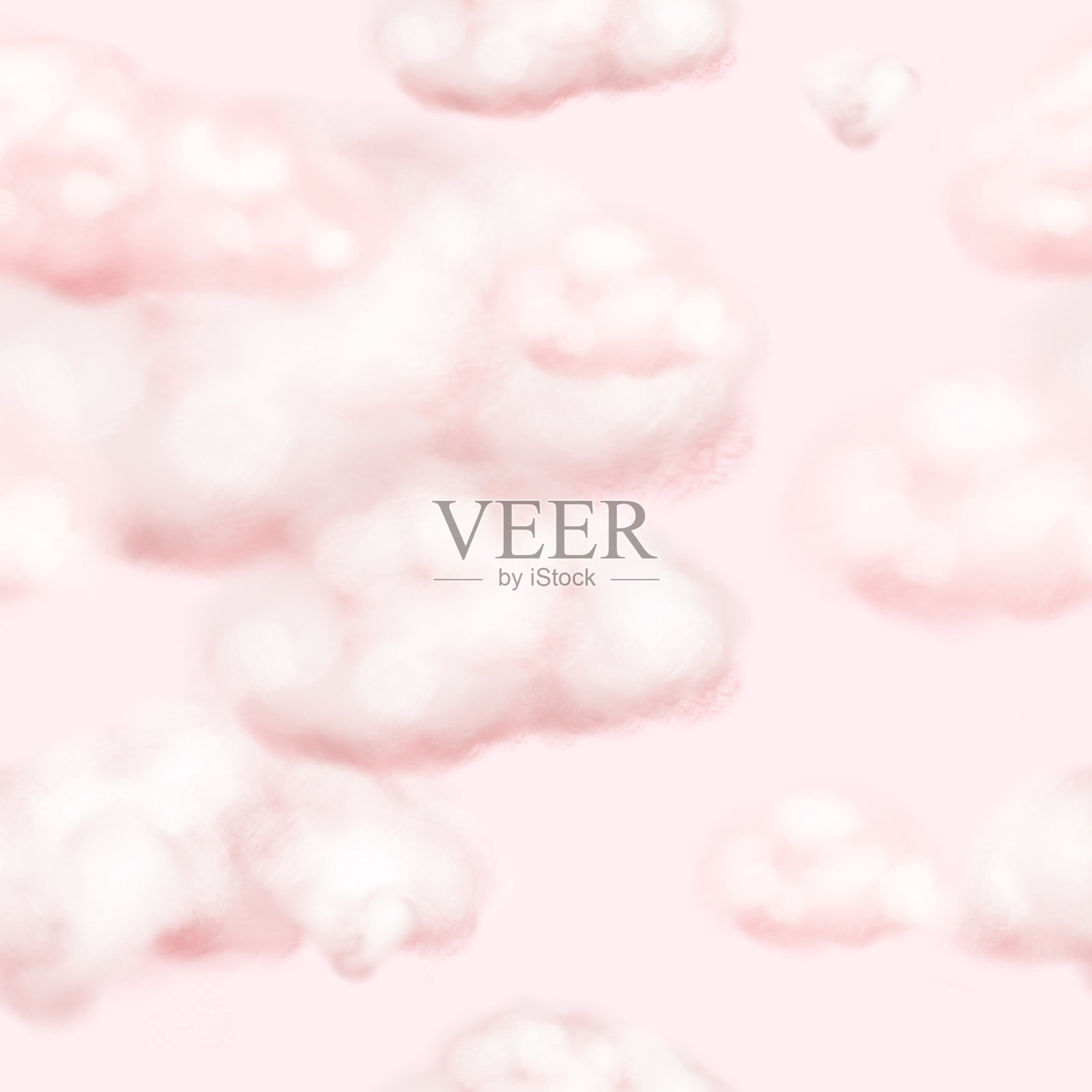 无缝图案与粉红色的云。多云的天空。优雅精致的背景情人节和儿童纺织品插画图片素材