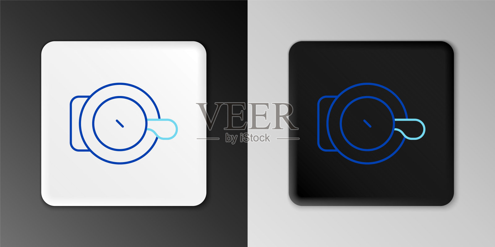 线自行车钟图标孤立的灰色背景。色彩缤纷的轮廓概念。向量图标素材